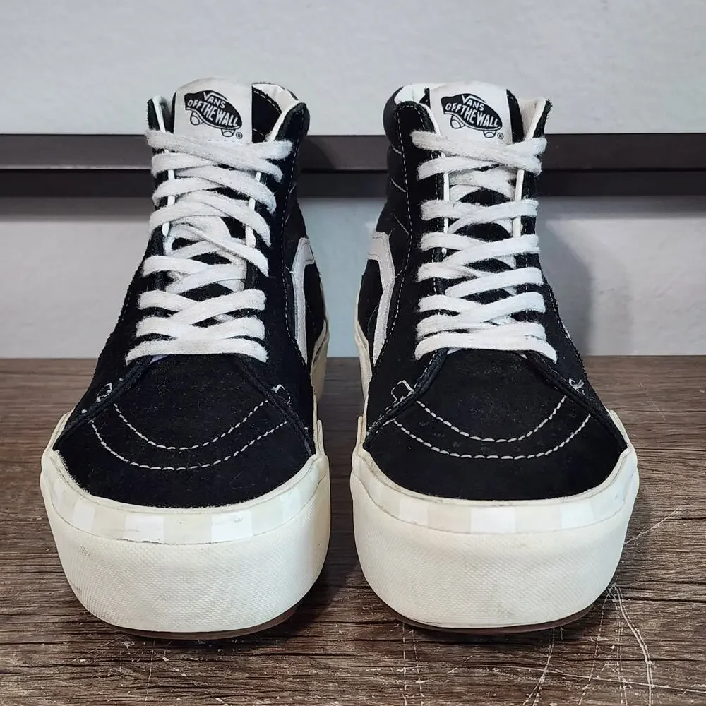 Vans Black and White Sk8-Hi Platform Sneakers - Picture 2 of 9